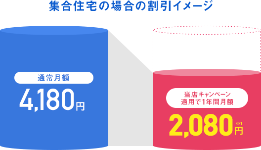 通常月額 4,180円 公式キャンペーン適用で24ヶ月間月額 2,080円 ※1