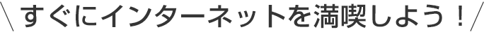 すぐにインターネットを満喫しよう！