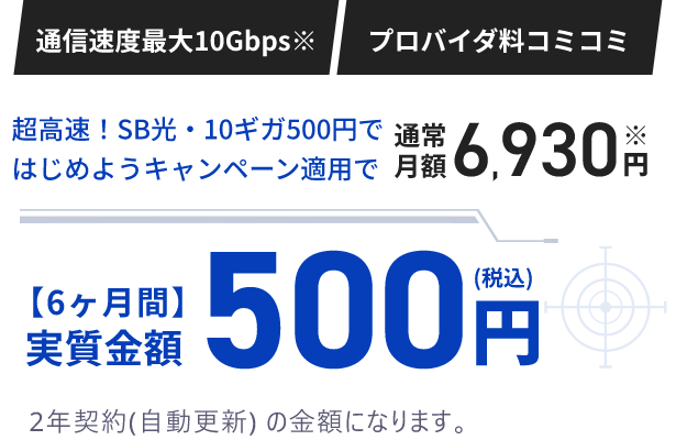 6カ月間 実質金額500円